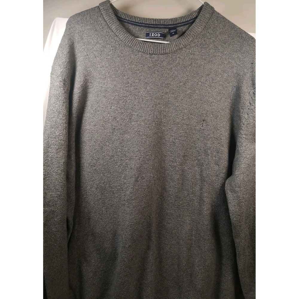 Izod Crew Neck Sweater Size XL Gray Mens Knit Nice L@@k